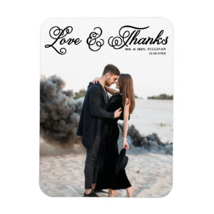 Magnet Flexible Black Love and Thanks Pretty Script Photo Mariage
