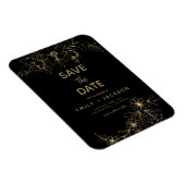 Magnet Flexible Black Modern Enregistrer la date Floral Gold Foil (Côté Droit)