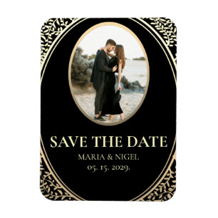 Magnet Flexible Black Photo Wedding Enregistrer La Date Invitation