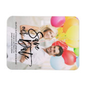 Magnet Flexible Black Rustic Lettrage photo Enregistrer notre date (Horizontal)