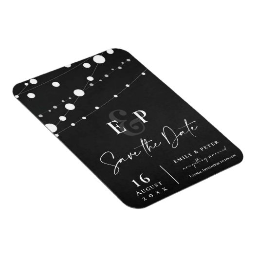 Magnet Flexible Black String Lights Monogramme Mariage Enregistrer (Côté Droit)