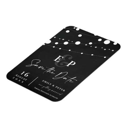 Magnet Flexible Black String Lights Monogramme Mariage Enregistrer (Côté Gauche)
