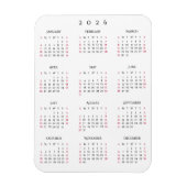 Magnet Flexible Black White Full Year 2026 Calendar Fridge Kitchen (Vertical)