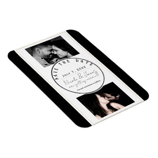 Magnet Flexible Black White Gold Modern Minimal Enregistrer la dat (Côté Droit)