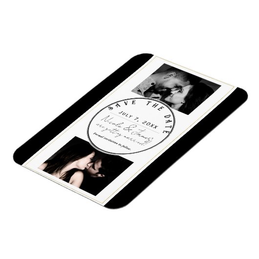 Magnet Flexible Black White Gold Modern Minimal Enregistrer la dat (Côté Gauche)