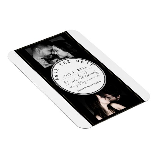 Magnet Flexible Black White Gold Modern Minimal Enregistrer la dat (Côté Droit)