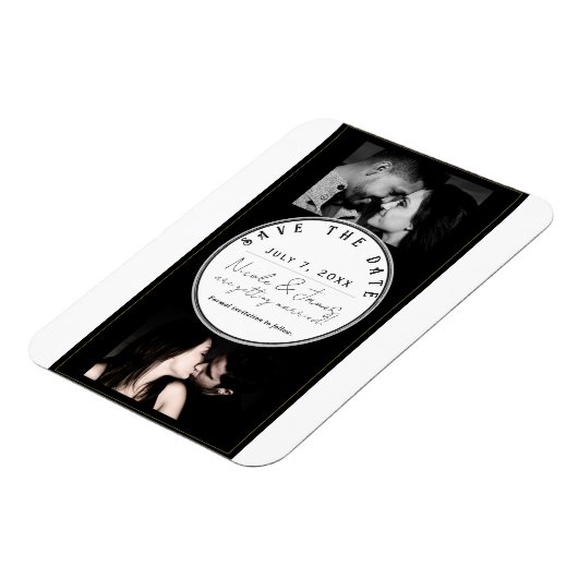 Magnet Flexible Black White Gold Modern Minimal Enregistrer la dat (Côté Gauche)