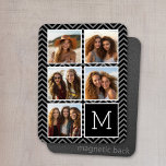 Magnet Flexible Black White Instagram 5 Photo Collage Monogram<br><div class="desc">Background includes in optional chevron - Use five square photos to create a unique and personal Or you can keep the hipster puppy and make a trendy keepsake. If you need to adjust the pictures,  click on the customize tool to make changes.</div>