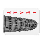 Magnet Flexible Black White Leaning Tower of Pisa Italy (Horizontal)