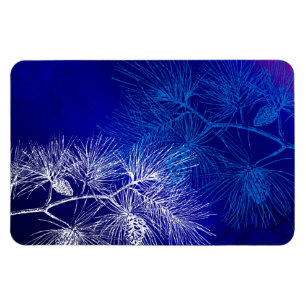 Magnet Flexible Blanc Bleu Pine de Vacances d'hiver
