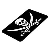 Magnet Flexible Blanc, Drapeau Pirate Calico Jack, Crâne & Cutlass (Côté Gauche)