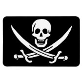 Magnet Flexible Blanc, Drapeau Pirate Calico Jack, Crâne & Cutlass (Horizontal)
