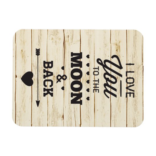 Magnet Flexible Blanc Faux Bois Vous Aiment À La Lune (Horizontal)