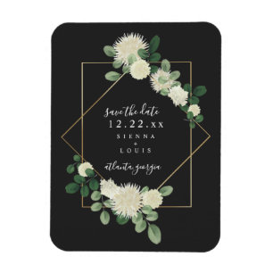 Magnet Flexible Blanc Floral Botanique Gris Mariage Enregistrer La