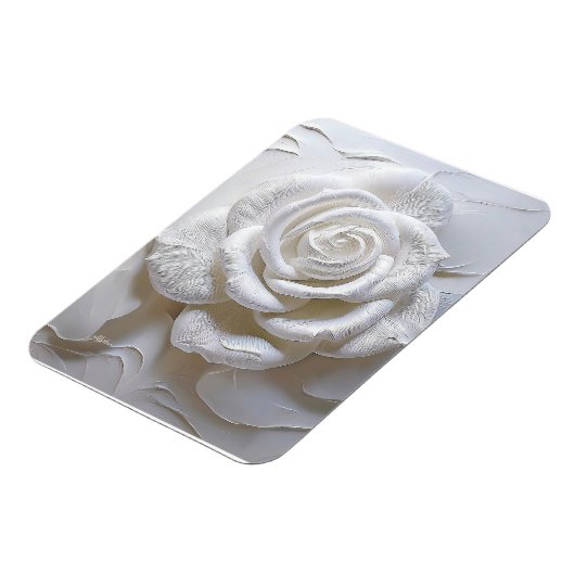 Magnet Flexible Blanc sur blanc - Rose sculpté (Côté Gauche)