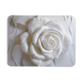 Magnet Flexible Blanc sur Blanc - Rose Sculptée (Horizontal)