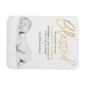 Magnet Flexible "Blessed" Gold Foil Photo Birth Announcement (Horizontal)