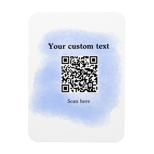Magnet Flexible bleu aquarelle QR code scan ajouter texte personna (Vertical)