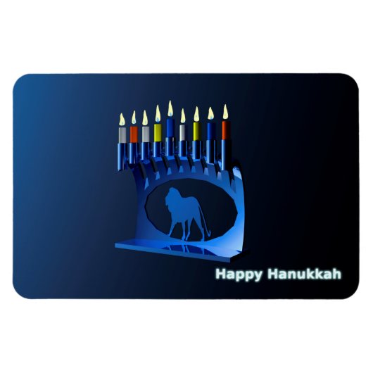 Magnet Flexible Bleu brillant Chanukkah Menorah (Horizontal)