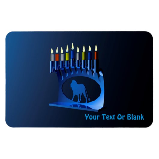 Magnet Flexible Bleu brillant Chanukkah Menorah (Horizontal)