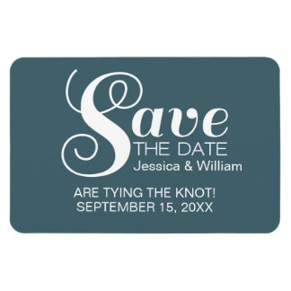 Magnet Flexible Bleu Chic Typographie Enregistrer l'aimant de date