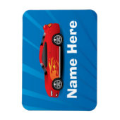 Magnet Flexible Bleu clair avec Red Sports Voitures Flames Enfants (Vertical)