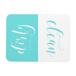 Magnet Flexible Bleu clair Moderne Calligraphie Lave-vaisselle Mag