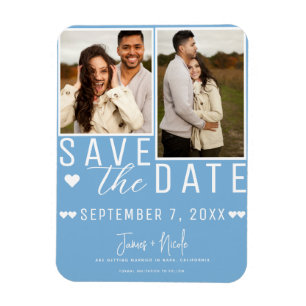 Magnet Flexible Bleu clair moderne Enregistrer la date 2 Mariage p