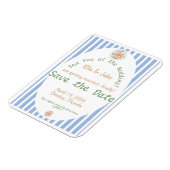 Magnet Flexible Bleu côtier Stripes Enregistrer la date (Côté Gauche)