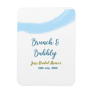 Magnet Flexible Bleu doré aquarelle bulles et brunch mariage