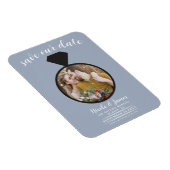 Magnet Flexible Bleu Dusty Mariage Bague photo Enregistrer la date (Côté Droit)