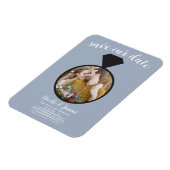 Magnet Flexible Bleu Dusty Mariage Bague photo Enregistrer la date (Côté Gauche)