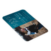 Magnet Flexible Bleu élégant photo manuscrite Enregistrer la date (Côté Droit)