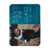 Magnet Flexible Bleu élégant photo manuscrite Enregistrer la date (Vertical)