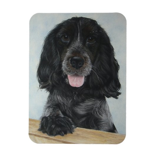 Magnet Flexible bleu english cocker spanial très mignon chien (Vertical)