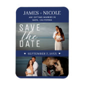 Magnet Flexible Bleu et blanc moderne Enregistrer la date Mariage (Vertical)