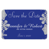Magnet Flexible Bleu et Silver Snowflake Mariage Enregistrer la da (Horizontal)