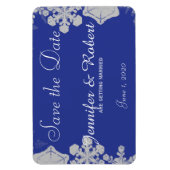Magnet Flexible Bleu et Silver Snowflake Mariage Enregistrer la da (Vertical)