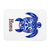 Magnet Flexible Bleu étincelant Tortue de mer Hawaïenne sur blanc (Horizontal)