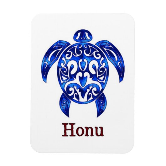 Magnet Flexible Bleu étincelant Tortue de mer Hawaïenne sur blanc (Vertical)