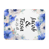 Magnet Flexible Bleu Floral Heart Wreath Personnalisé (Horizontal)