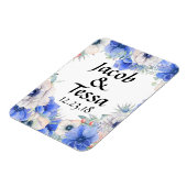 Magnet Flexible Bleu Floral Heart Wreath Personnalisé (Côté Gauche)