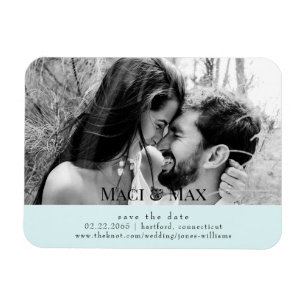 Magnet Flexible Bleu Glacé B/W Couple Photo II Mariage Enregistrer