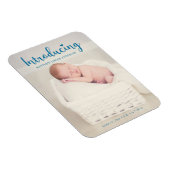 Magnet Flexible Bleu Introduction Baby Boy Script vertical moderne (Côté Droit)