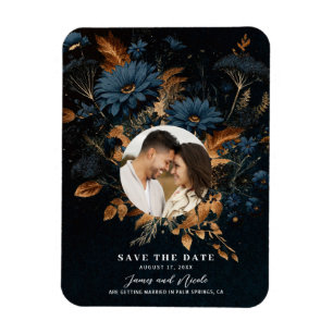 Magnet Flexible Bleu Nuit Or Rustique Élégant Bohème Save the Date