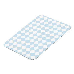 Magnet Flexible Bleu pastel et motif à carreaux diamant blanc