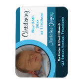 Magnet Flexible Bleu Photo Christening/Baptême Aimant Invitations (Vertical)