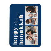 Magnet Flexible Bleu Retro Typographie Happy Hanoukka Deux photos (Vertical)