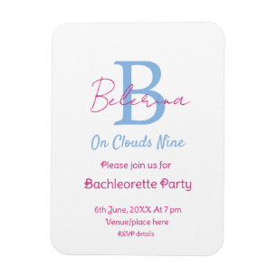 Magnet Flexible bleu rose sur les nuages neuf monogramme enterreme