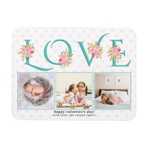 Magnet Flexible Bleu sarcelle AMOUR, roses roses Jour de la Saint-